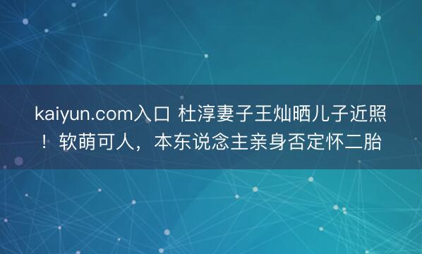 kaiyun.com入口 杜淳妻子王灿晒儿子近照！软萌可人，本东说念主亲身否定怀二胎