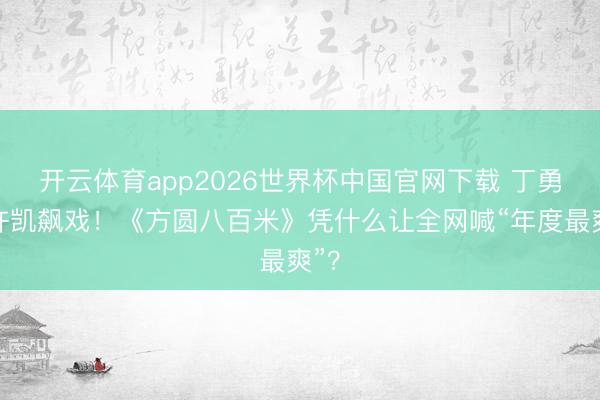 开云体育app2026世界杯中国官网下载 丁勇岱许凯飙戏！《方圆八百米》凭什么让全网喊“年度最爽”？