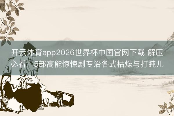开云体育app2026世界杯中国官网下载 解压必看！5部高能惊悚剧专治各式枯燥与打盹儿