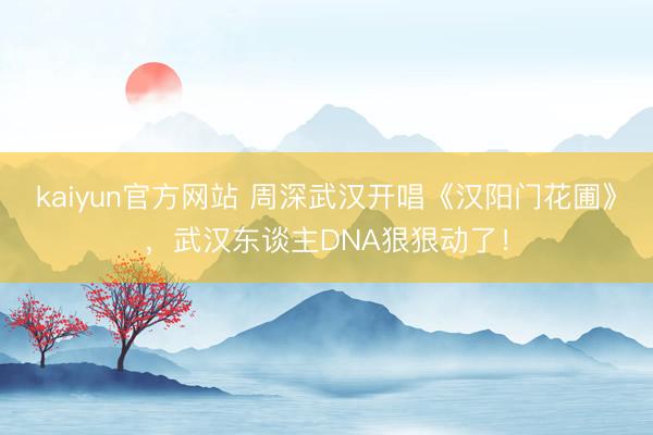 kaiyun官方网站 周深武汉开唱《汉阳门花圃》，武汉东谈主DNA狠狠动了！