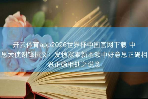开云体育app2026世界杯中国官网下载 中国驻好意思大使谢锋撰文：发愤探索新本领中好意思正确相处之说念