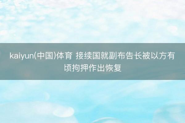 kaiyun(中国)体育 接续国就副布告长被以方有顷拘押作出恢复